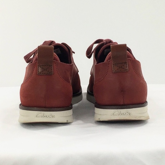 Clarks Mens Trigenic Shoe Deep Red Nubuck Oxford Sneaker Shoe Flex Sole Sz 8 - Picture 6 of 10